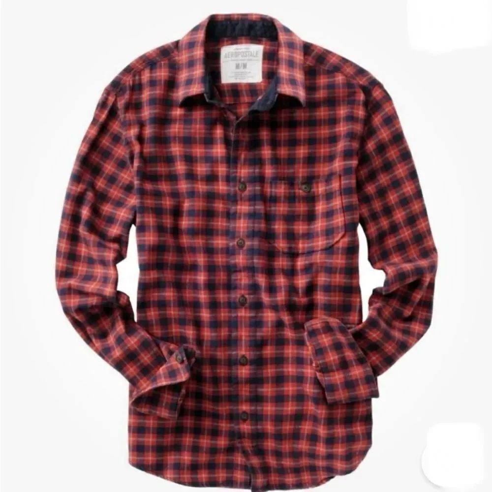 AEROPOSTALE Red and Black Micro Buffalo Check Flannel Shirt-L NWT!